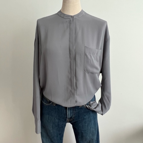 Violet + Claire - Grey Long Sleeve Button up Blouse / Shirt - Picture 1 of 12